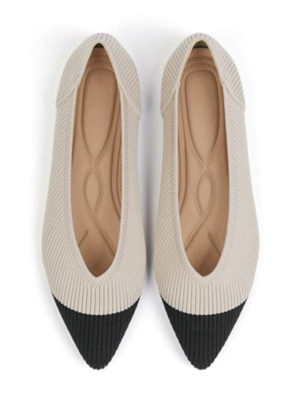 Women's Knit Ballet Flats Pointed Toe Comfortable Slip On Memory Foam